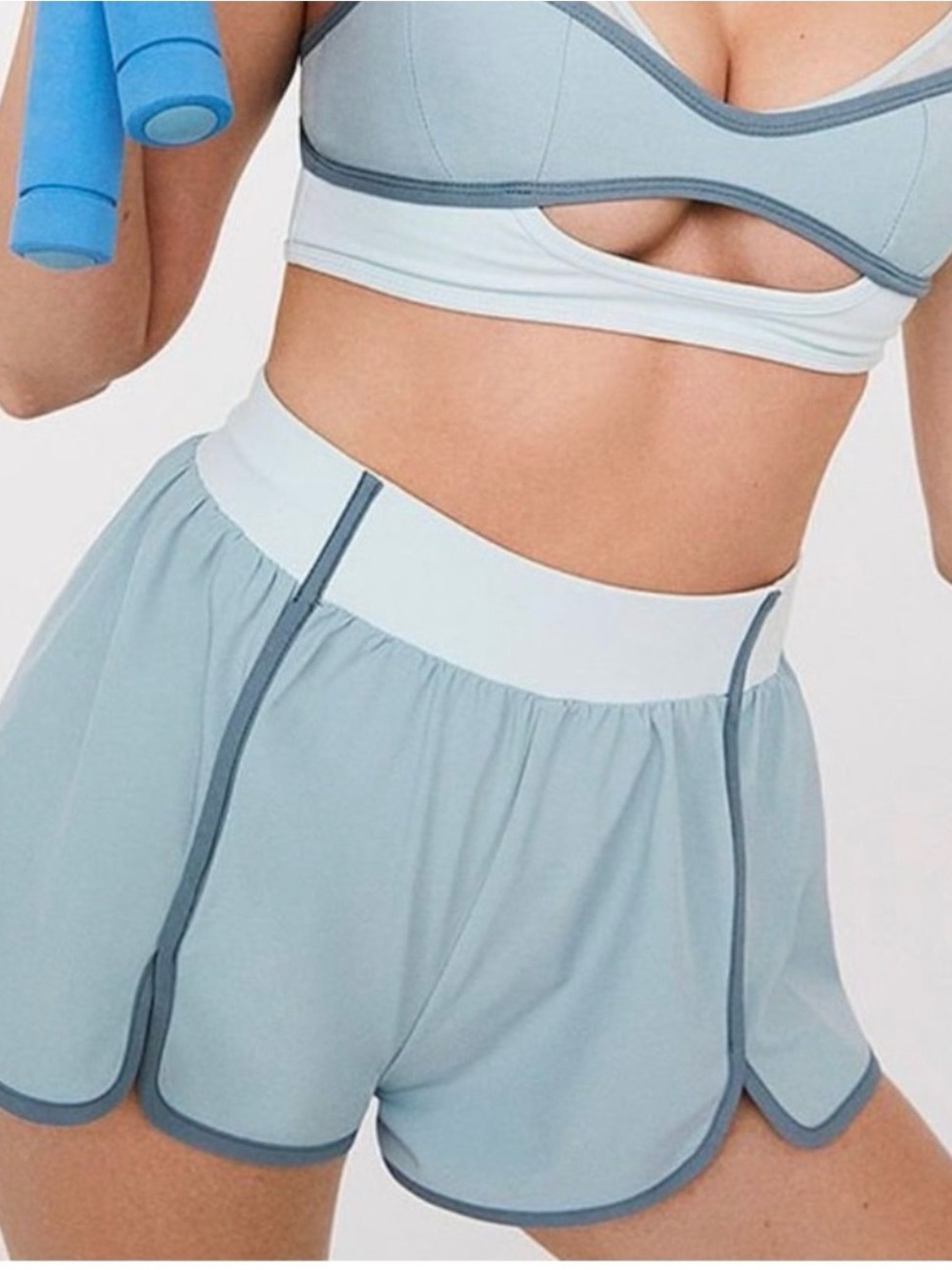 For Love And Lemons Light Blue Athletic Shorts with Slate Trim